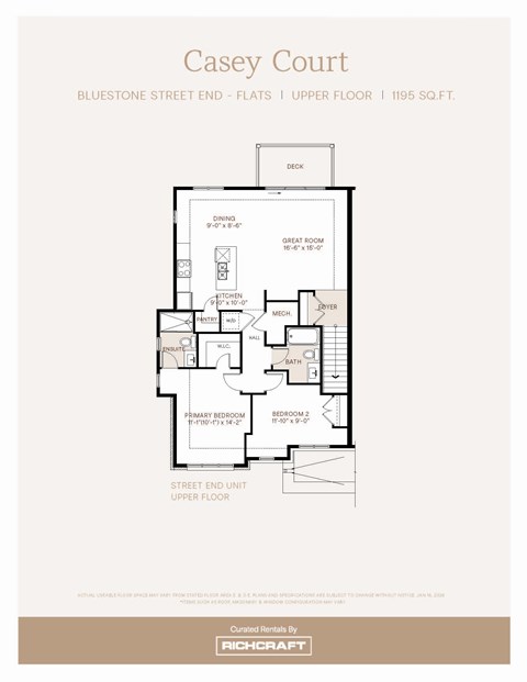 Floor plan for 2 beds, 2 baths, 1150 sqft